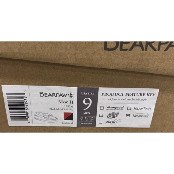 New BEARPAW Men Moc II Black Multi Red Plaid Slip On Slipper Shearling Lined 9 - Picture 10 of 10